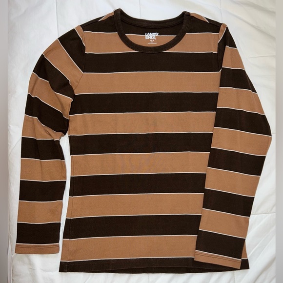 Lands’ End Striped Cotton Long-Sleeve Tee - Picture 2 of 9